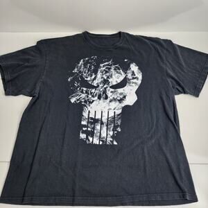 Marvel Superhero Punisher Smoke Logo Black Short Sleeve T-Shirt Men's Size XL